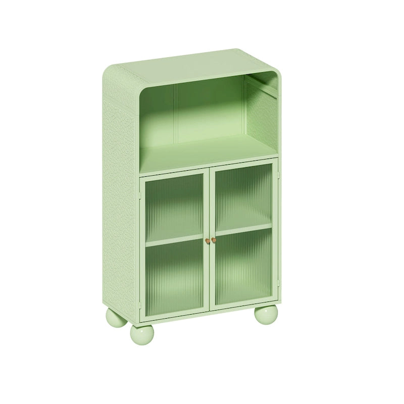 45.28 H Storage Cabinet, Floor Cabinet with Glass Door and Shelves, Freestanding Display Storage Cabinet