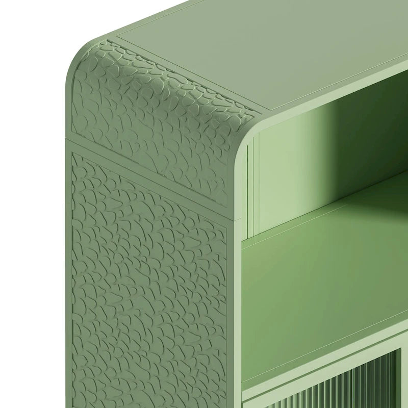 45.28 H Storage Cabinet, Floor Cabinet with Glass Door and Shelves, Freestanding Display Storage Cabinet