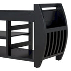 Retro Multifunctional Storage Bench with Cushion and Curved Side Panel for Entrance and Living room