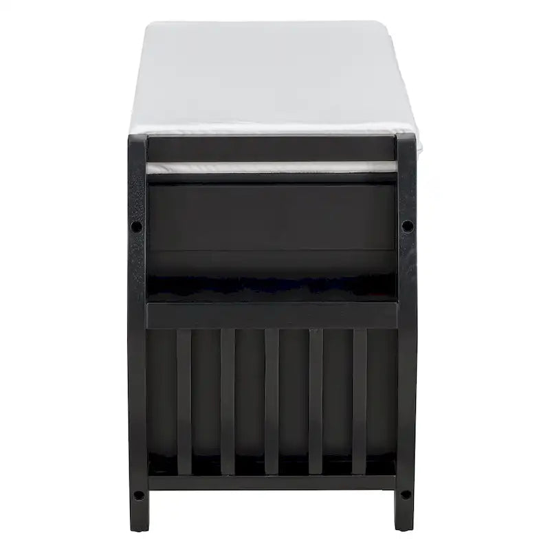 Retro Multifunctional Storage Bench with Cushion and Curved Side Panel for Entrance and Living room