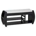 Retro Multifunctional Storage Bench with Cushion and Curved Side Panel for Entrance and Living room