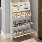 NEW White color shoe cabinet with 3 doors 2 drawers with hanger,large space for storage