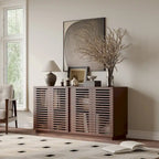 Slatted Door Storage Cabinet – Rosewood Oak, 59.92"W x 15.75"D x 29.53"H