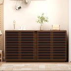 Slatted Door Storage Cabinet – Rosewood Oak, 59.92"W x 15.75"D x 29.53"H