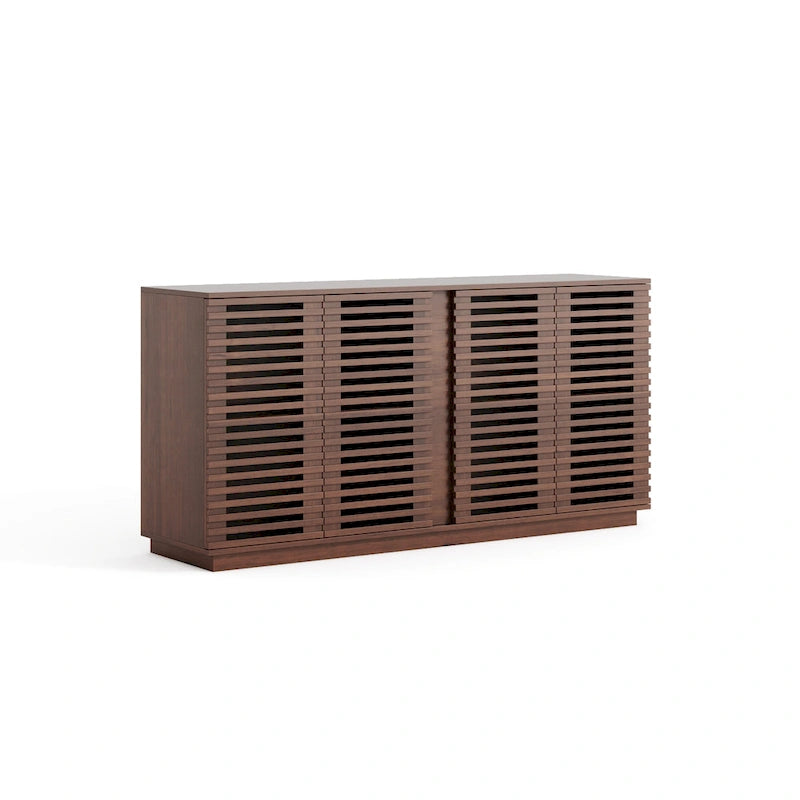 Slatted Door Storage Cabinet – Rosewood Oak, 59.92"W x 15.75"D x 29.53"H