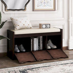Storage Bench with Removale Cushion and 3 Flip Lock Storage