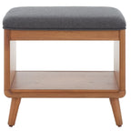 Black/Grey & Natural Open Shelf Bench with Cushion, Single Seat, 20"W x 15"D x 18"H