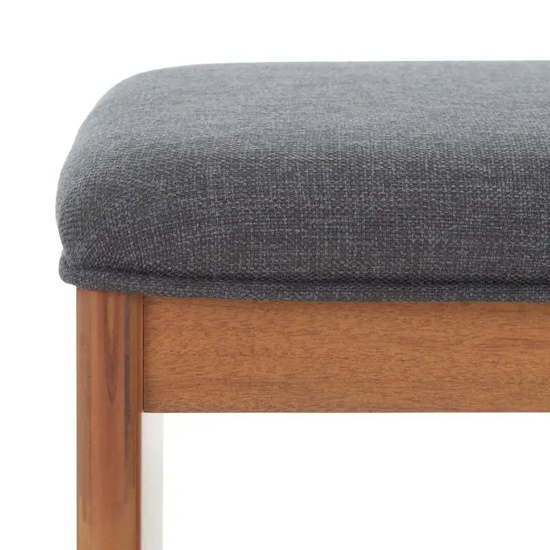 Black/Grey & Natural Open Shelf Bench with Cushion, Single Seat, 20"W x 15"D x 18"H