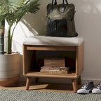 Black/Grey & Natural Open Shelf Bench with Cushion, Single Seat, 20"W x 15"D x 18"H