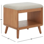 Black/Grey & Natural Open Shelf Bench with Cushion, Single Seat, 20"W x 15"D x 18"H