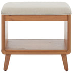 Black/Grey & Natural Open Shelf Bench with Cushion, Single Seat, 20"W x 15"D x 18"H