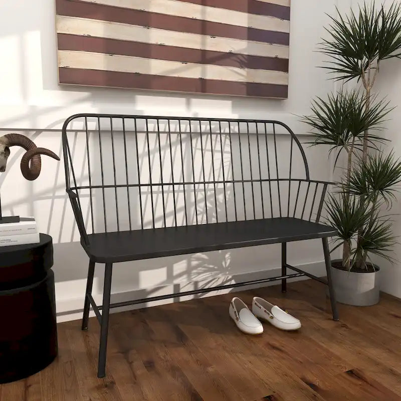 Iron Traditional Outdoor Bench 38 x 48 x 19