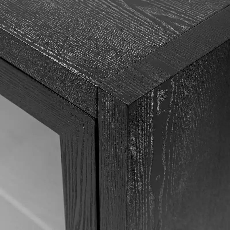 Wood Storage Cabinet with 3 Tempered Glass Doors & Adjustable Shelf