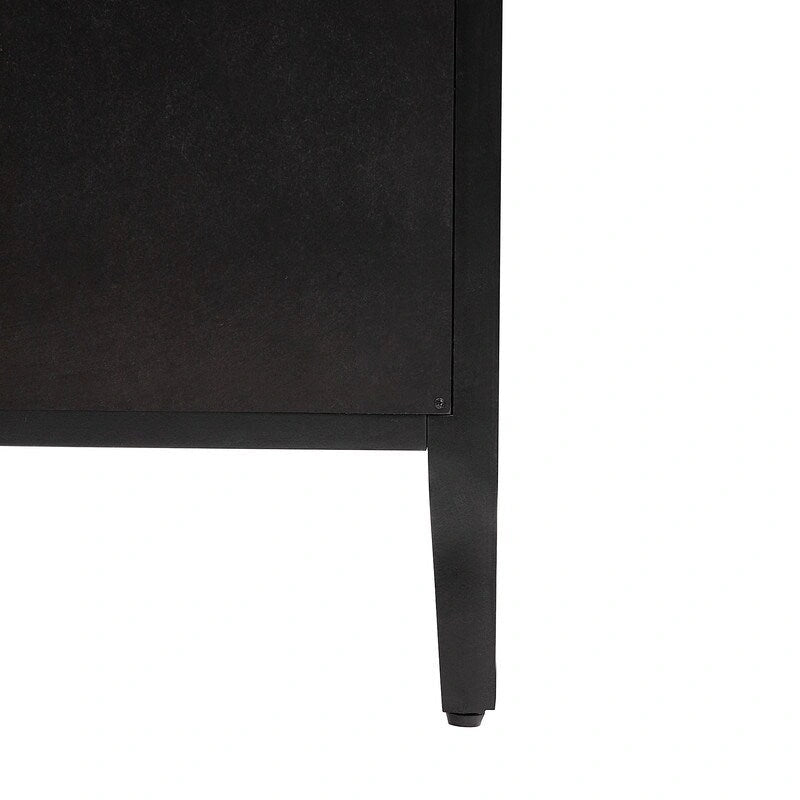 Wood Storage Cabinet with 3 Tempered Glass Doors & Adjustable Shelf