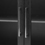 Wood Storage Cabinet with 3 Tempered Glass Doors & Adjustable Shelf
