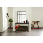 Metal Weathered Storage Bench with Black Tufted Faux Leather - Set of 3 Brown - Roche River Decor - 16W x 48L x 21H