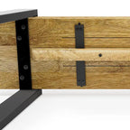 Natural Solid Wood 42" Industrial Bench, Black Metal Legs, 1–2 Person