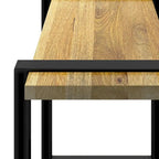 Natural Solid Wood 42" Industrial Bench, Black Metal Legs, 1–2 Person