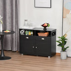 Black/White Sideboard Buffet Cabinet with 2 Drawers, 2 Shelves & 2 Doors, 39.25" for 1