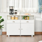 Black/White Sideboard Buffet Cabinet with 2 Drawers, 2 Shelves & 2 Doors, 39.25" for 1