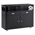 Black/White Sideboard Buffet Cabinet with 2 Drawers, 2 Shelves & 2 Doors, 39.25" for 1