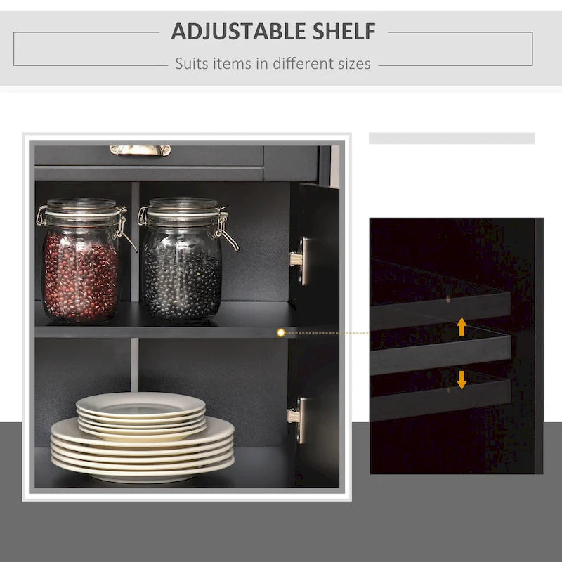 Black/White Sideboard Buffet Cabinet with 2 Drawers, 2 Shelves & 2 Doors, 39.25" for 1