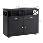 Black/White Sideboard Buffet Cabinet with 2 Drawers, 2 Shelves & 2 Doors, 39.25" for 1
