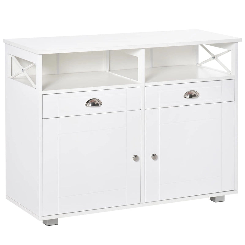 Black/White Sideboard Buffet Cabinet with 2 Drawers, 2 Shelves & 2 Doors, 39.25" for 1