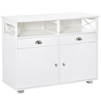 Black/White Sideboard Buffet Cabinet with 2 Drawers, 2 Shelves & 2 Doors, 39.25" for 1