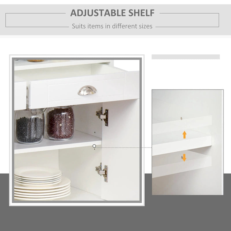 Black/White Sideboard Buffet Cabinet with 2 Drawers, 2 Shelves & 2 Doors, 39.25" for 1