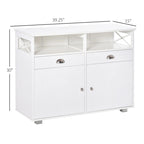 Black/White Sideboard Buffet Cabinet with 2 Drawers, 2 Shelves & 2 Doors, 39.25" for 1