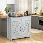 Grey/White Industrial Sideboard Cabinet with Drawer – Wood & Metal, 1-Person