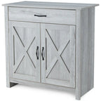 Grey/White Industrial Sideboard Cabinet with Drawer – Wood & Metal, 1-Person