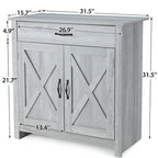 Grey/White Industrial Sideboard Cabinet with Drawer – Wood & Metal, 1-Person