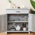 Grey/White Industrial Sideboard Cabinet with Drawer – Wood & Metal, 1-Person