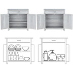Grey/White Industrial Sideboard Cabinet with Drawer – Wood & Metal, 1-Person