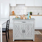 Grey/White Industrial Sideboard Cabinet with Drawer – Wood & Metal, 1-Person