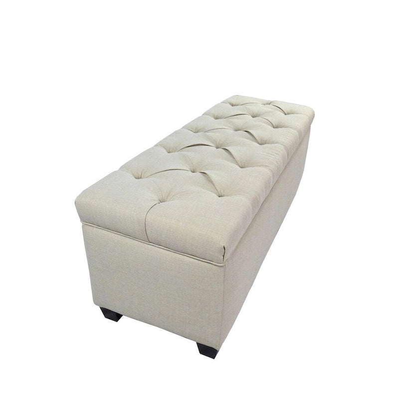 The Sole Secret Beige Diamond Tufted Shoe Storage Bench