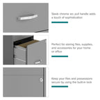 Silver 3-Drawer Mobile Metal File Cabinet, Letter Size