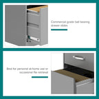 Silver 3-Drawer Mobile Metal File Cabinet, Letter Size