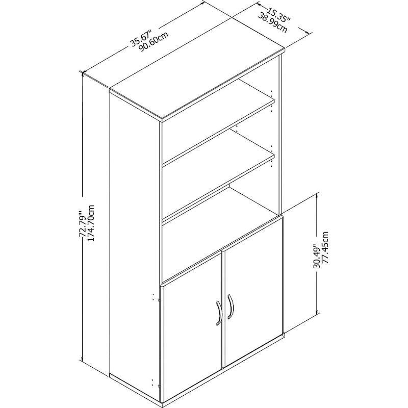 Easy Office 5 Shelf Bookcase with Doors by Bush Business Furniture