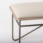 Camille Cream Fabric Seat w/ Dark Metal Frame Bench - 55.5W x 16D x 17H