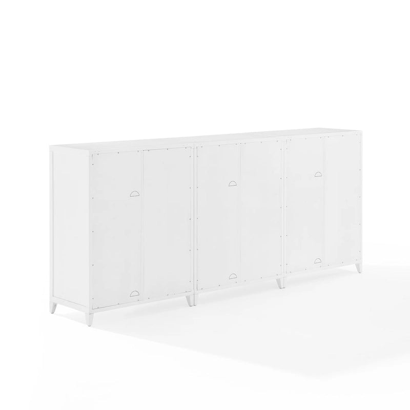 White 3-Piece Media Storage Cabinet Set with Rattan Mesh Doors