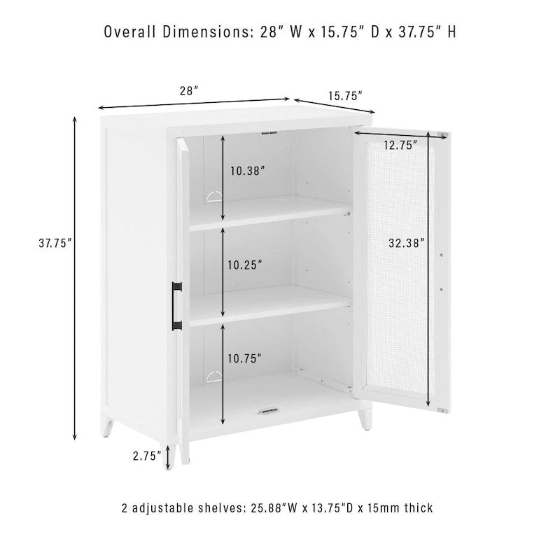 White 3-Piece Media Storage Cabinet Set with Rattan Mesh Doors