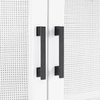 White 3-Piece Media Storage Cabinet Set with Rattan Mesh Doors