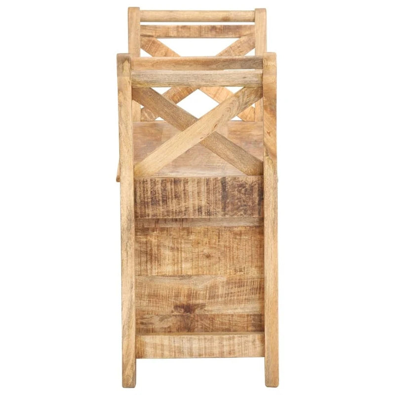 Brown Solid Mango Wood Hall Bench with Storage, 2-Seat