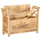 Brown Solid Mango Wood Hall Bench with Storage, 2-Seat