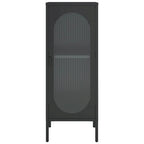Black Fluted Glass & Steel Sideboard, Single, 15.7x13.8x41.3"