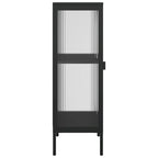 Black Fluted Glass & Steel Sideboard, Single, 15.7x13.8x41.3"