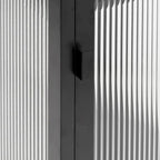 Black Fluted Glass & Steel Sideboard, Single, 15.7x13.8x41.3"